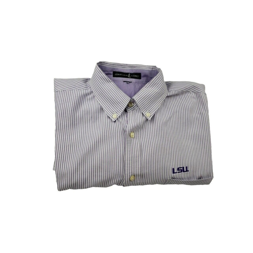 Jonathan Corey - LSU Embroidered Striped Long Sleeve Button Shirt - Size UNKNOWN